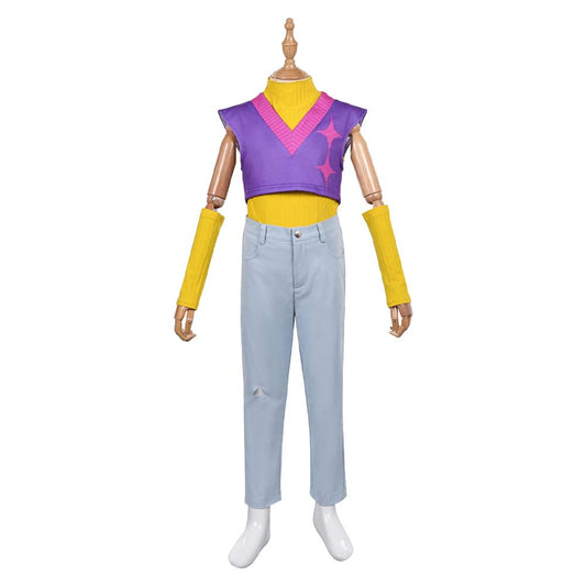 Enfant KPop Demon Hunters(2025) Mystery Saja Tenue de Gilet Violet Cosplay Costume
