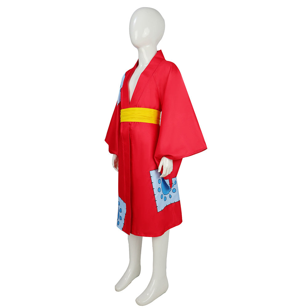 Enfant One Piece Wano Country Monkey D. Luffy Kimono Cosplay Costume