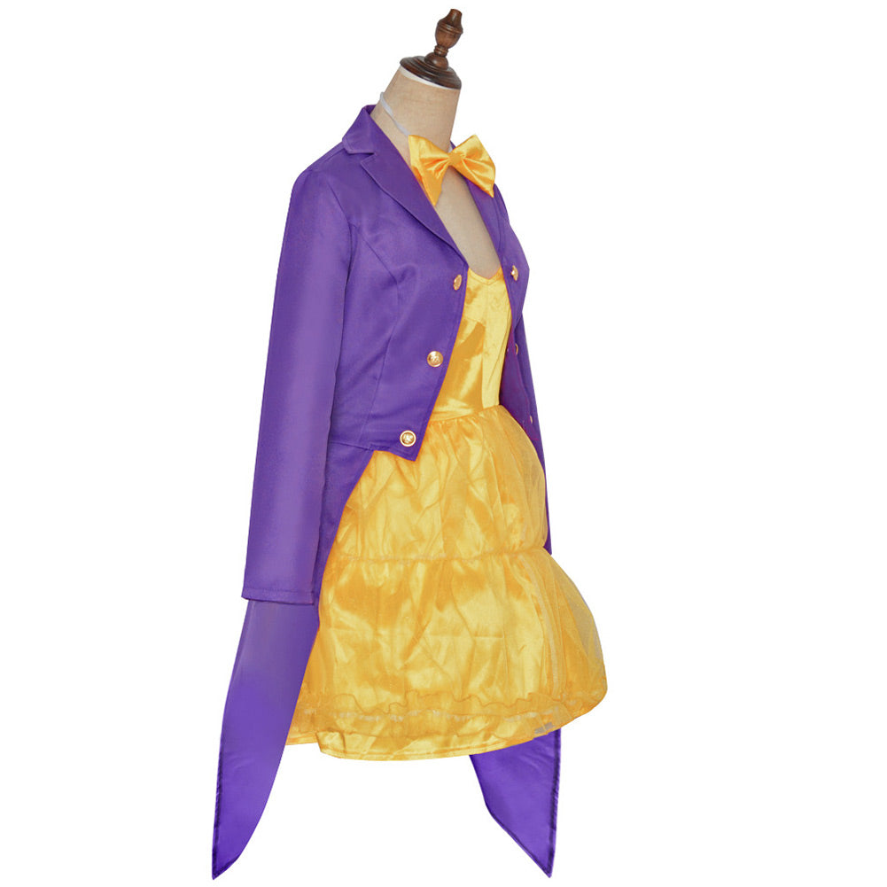 Femme Charlie et La Chocolaterie Willy Wonka Tenue Violette et Jaune Cosplay Costume