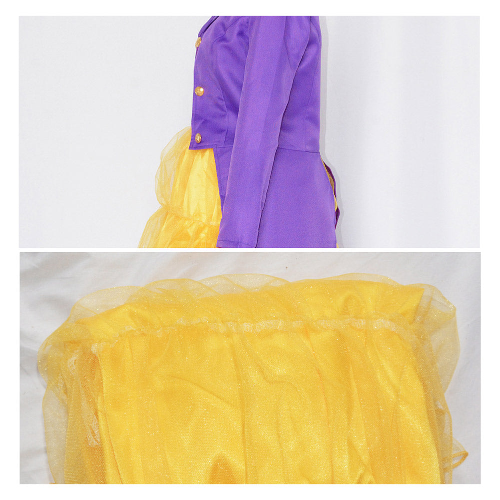 Femme Charlie et La Chocolaterie Willy Wonka Tenue Violette et Jaune Cosplay Costume