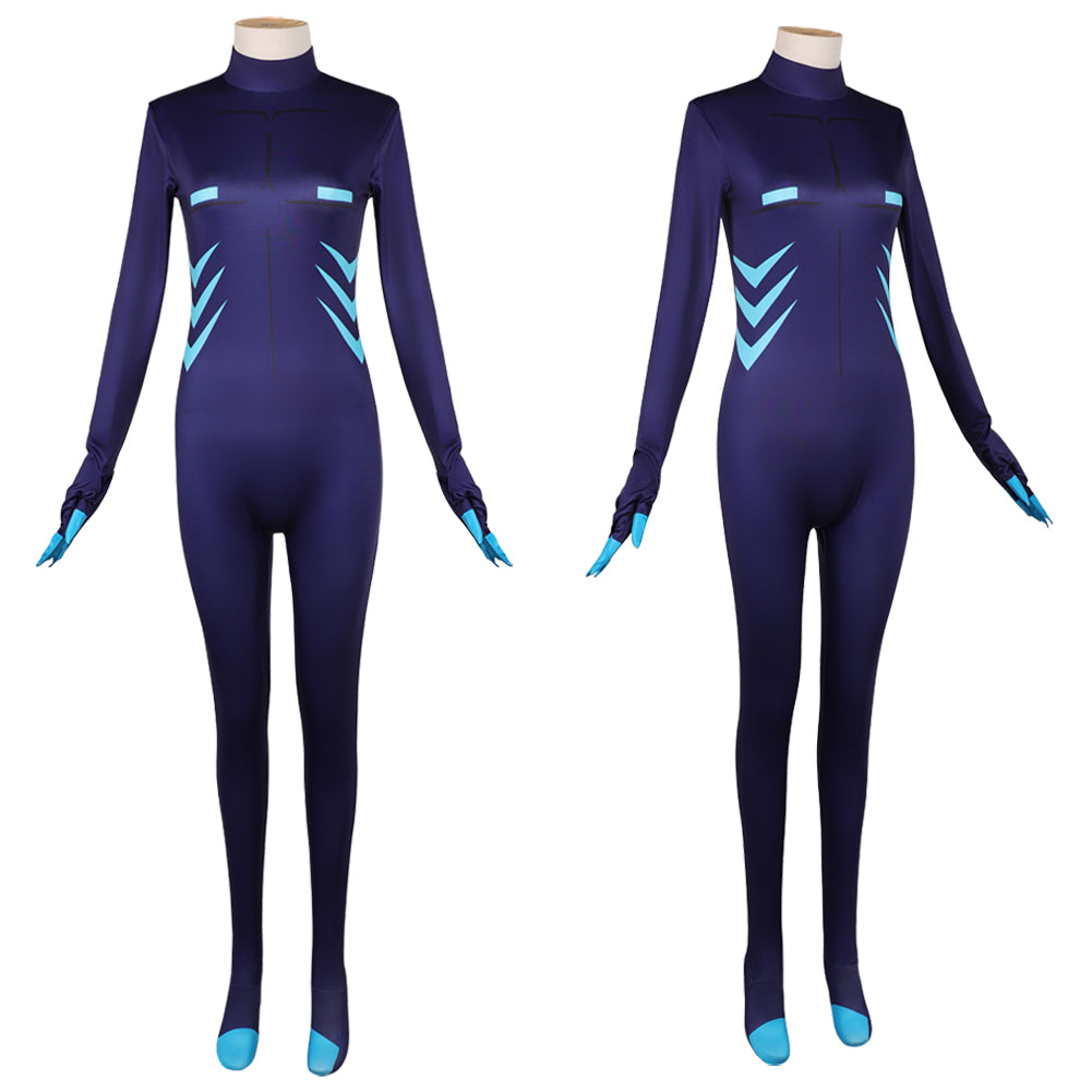 Femme Hazbin Hotel 2 Vox Combinaison Bleue Cosplay Costume