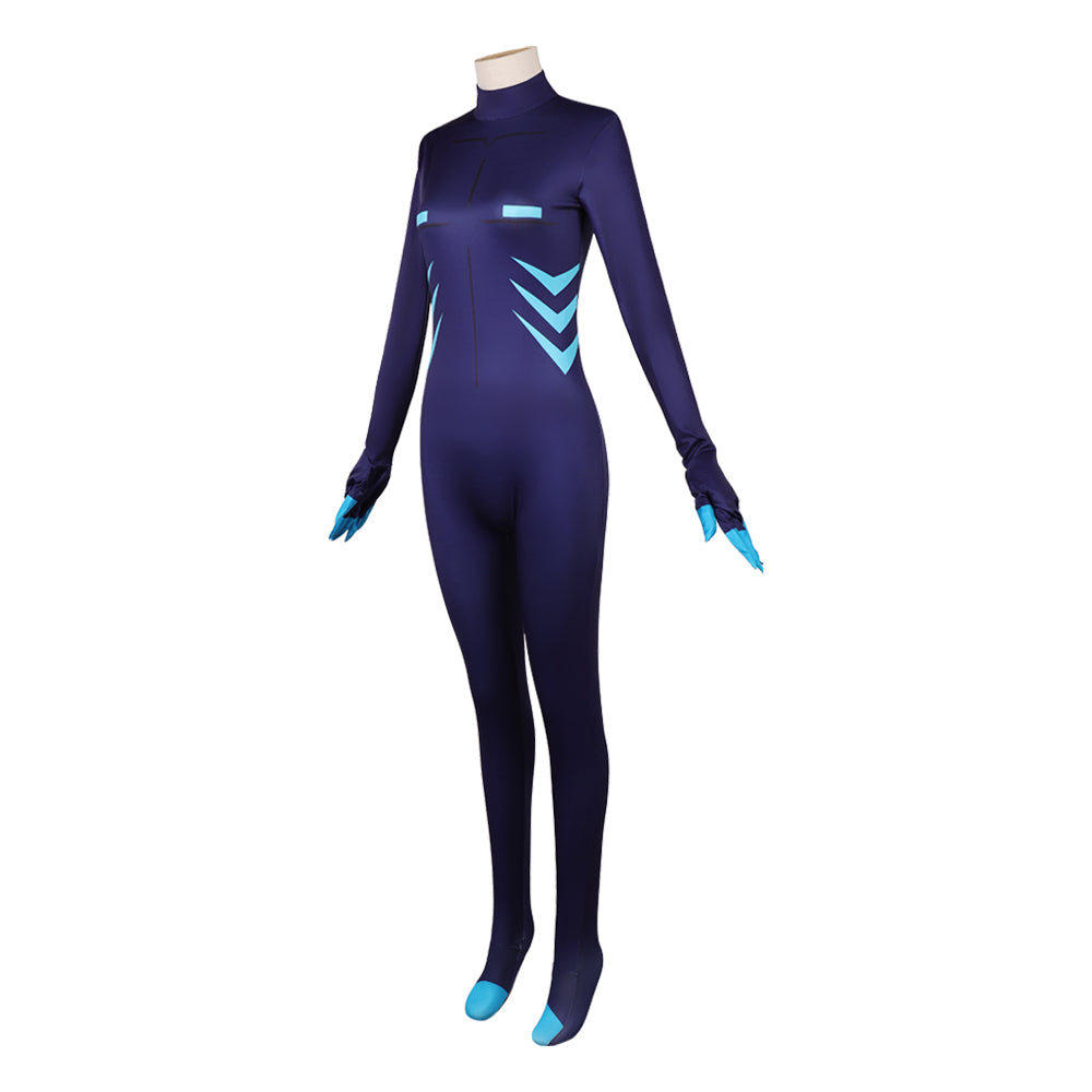 Femme Hazbin Hotel 2 Vox Combinaison Bleue Cosplay Costume