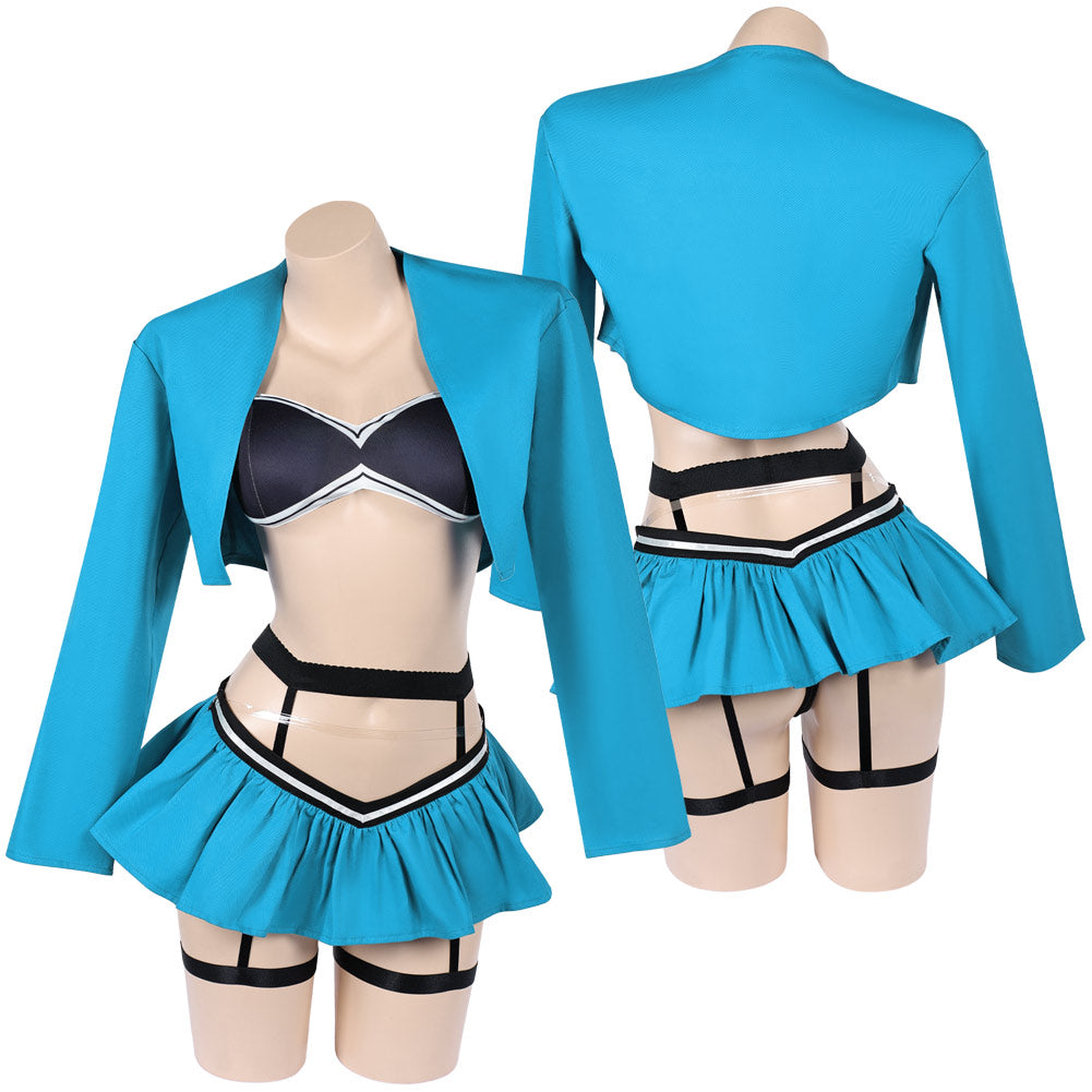 Femme Lingerie Sexy Bleue et Noire Cosplay Costume Carnaval