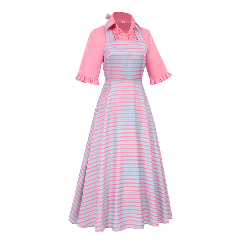 Femme Wicked Glinda Robe Rayée Cosplay Costume