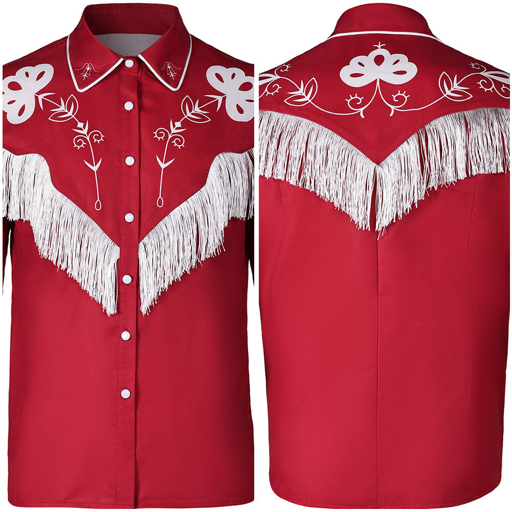 Film Barbie Ken Veste à Pampilles Rétro Rouge Design Original Cosplay Costume