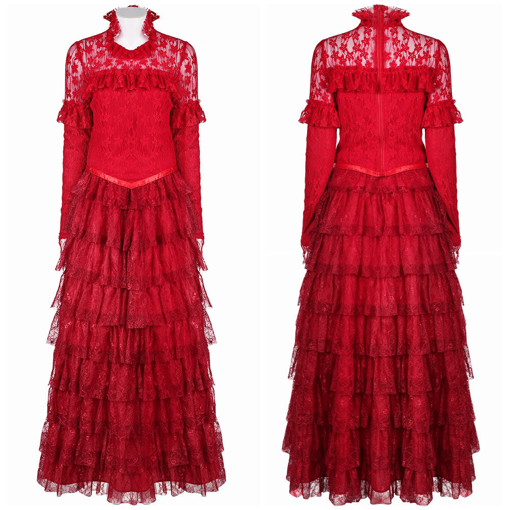 Film Beetlejuice 1988 Lydia Deetz Robe Rouge Cosplay Costume
