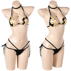 Final Fantasy Tifa Lockhart Maillot de Bain Bikini Imprimé Noir Cosplay Costume