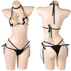 Final Fantasy Tifa Lockhart Maillot de Bain Bikini Imprimé Noir Cosplay Costume