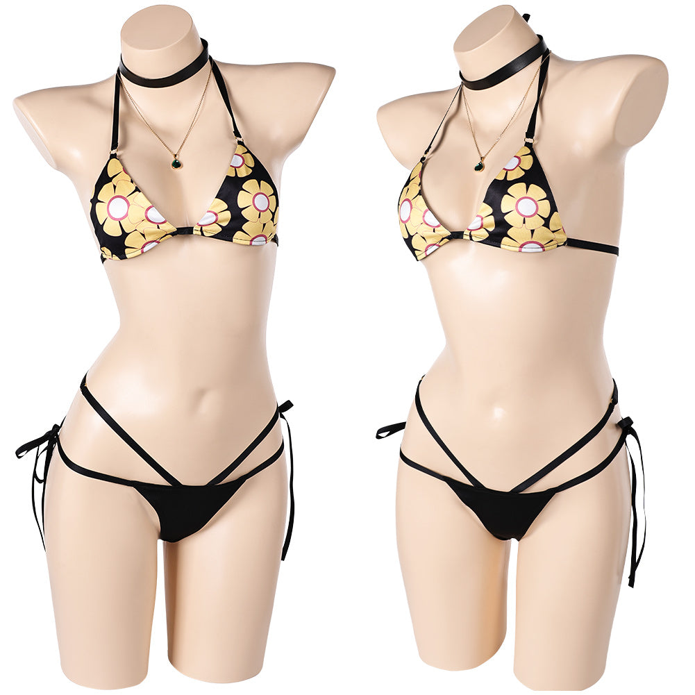 Final Fantasy Tifa Lockhart Maillot de Bain Bikini Imprimé Noir Cosplay Costume