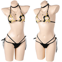 Final Fantasy Tifa Lockhart Maillot de Bain Bikini Imprimé Noir Cosplay Costume