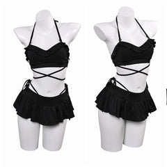 Final Fantasy VII Tifa Lockhart Maillot de Bain Bikini Noir Cosplay Costume