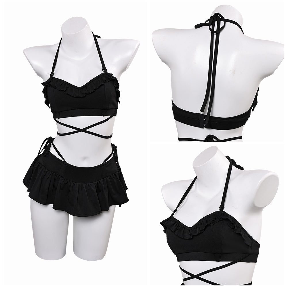 Final Fantasy VII Tifa Lockhart Maillot de Bain Bikini Noir Cosplay Costume