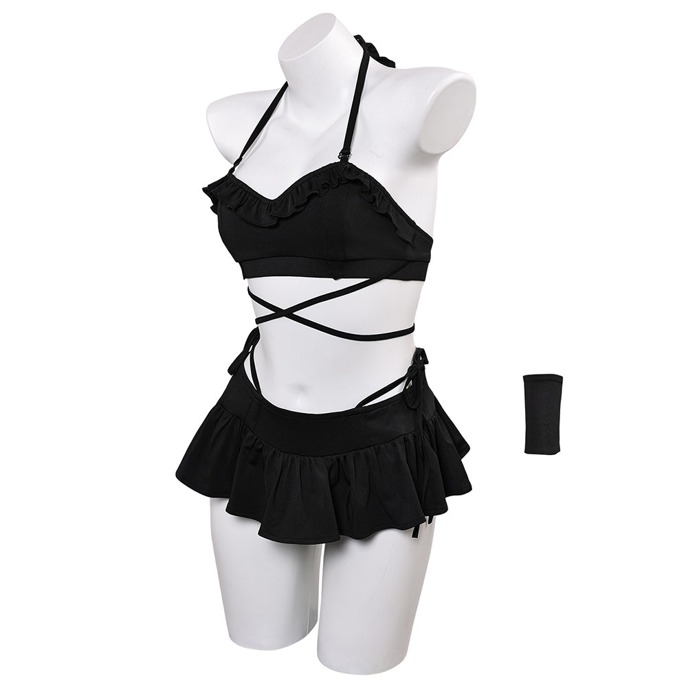 Final Fantasy VII Tifa Lockhart Maillot de Bain Bikini Noir Cosplay Costume