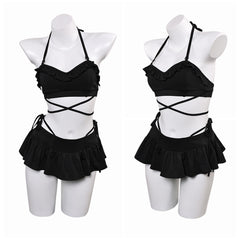 Final Fantasy VII Tifa Lockhart Maillot de Bain Bikini Noir Cosplay Costume