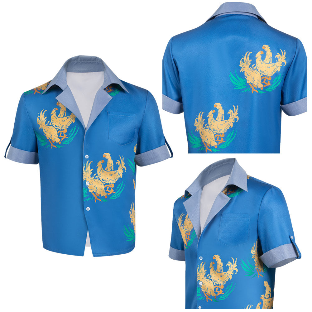 Final Fantasy VIII Chocobo World Cloud Chemise Bleu Cosplay Costume