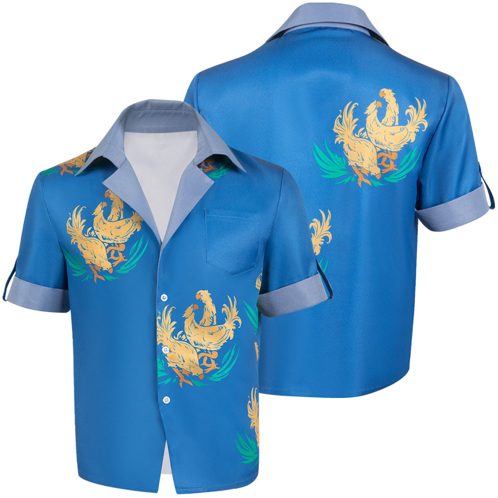 Final Fantasy VIII Chocobo World Cloud Chemise Bleu Cosplay Costume
