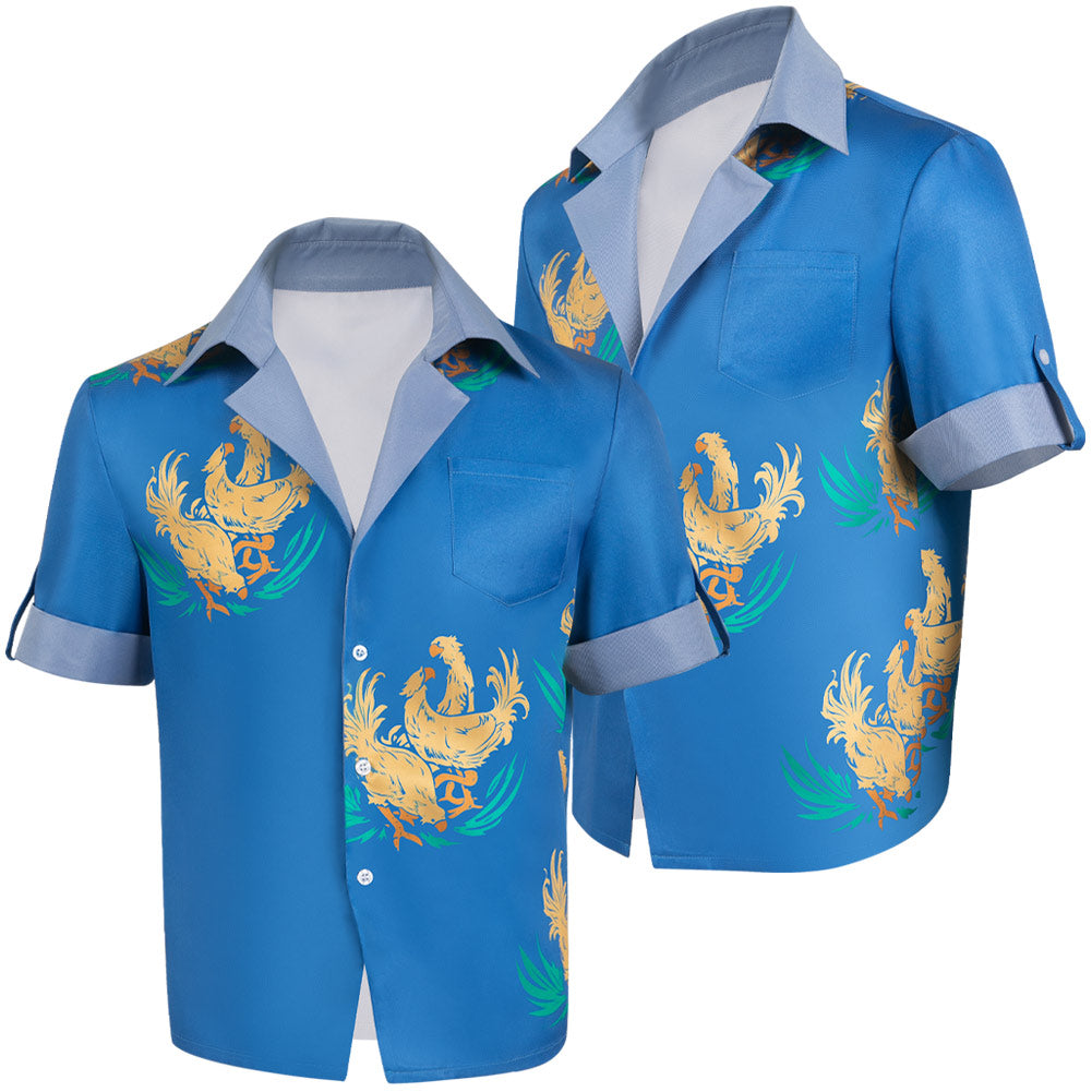 Final Fantasy VIII Chocobo World Cloud Chemise Bleu Cosplay Costume