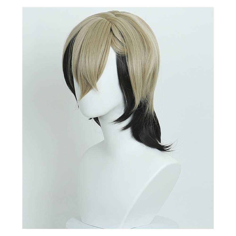 Gachiakuta Zanka Perruque Noire et Jaune Cosplay Accessoire
