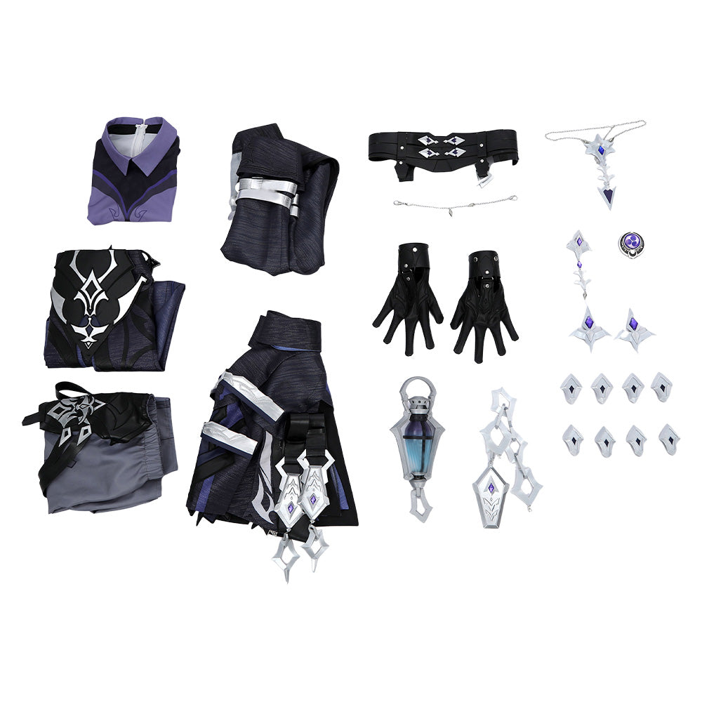 Genshin Impact Flins Tenue Noire Cosplay Costume