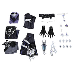 Genshin Impact Flins Tenue Noire Cosplay Costume