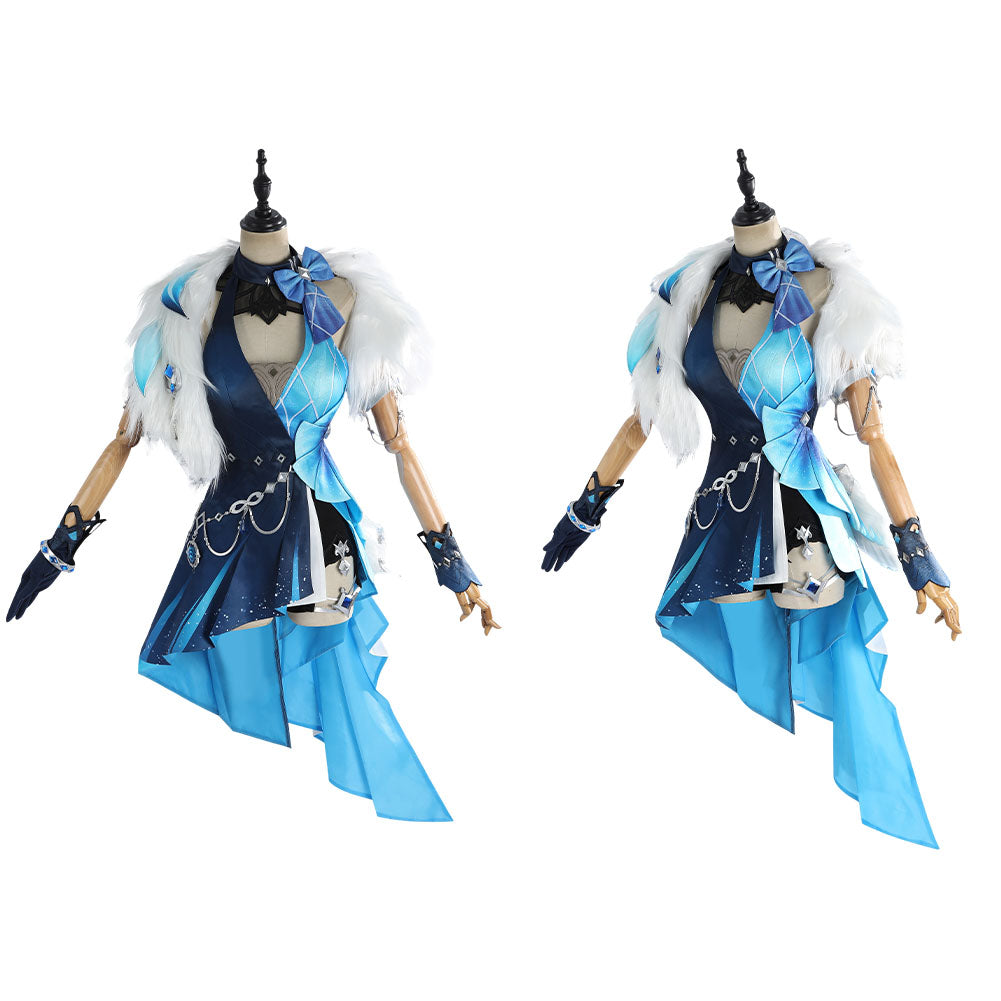 Genshin Impact Yelan Tenue Bleue et Noire Cosplay Costume