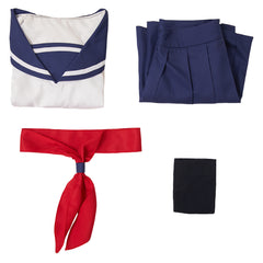 Gintama Shimura Tae Uniforme Bleu et Blanc Cosplay Costume