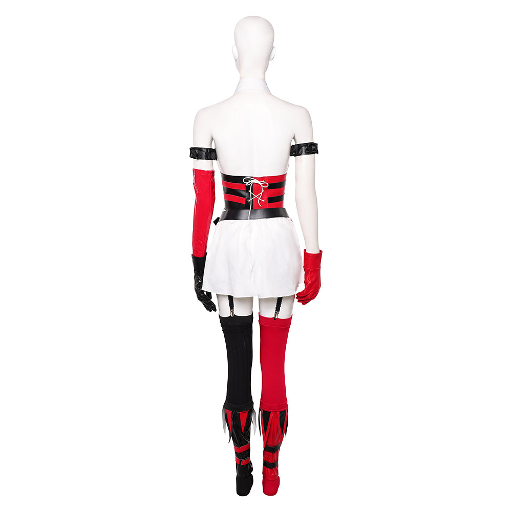 Harley Quinn Play Arts Kai Infirmière Tenue Rouge et Noire Cosplay Costume