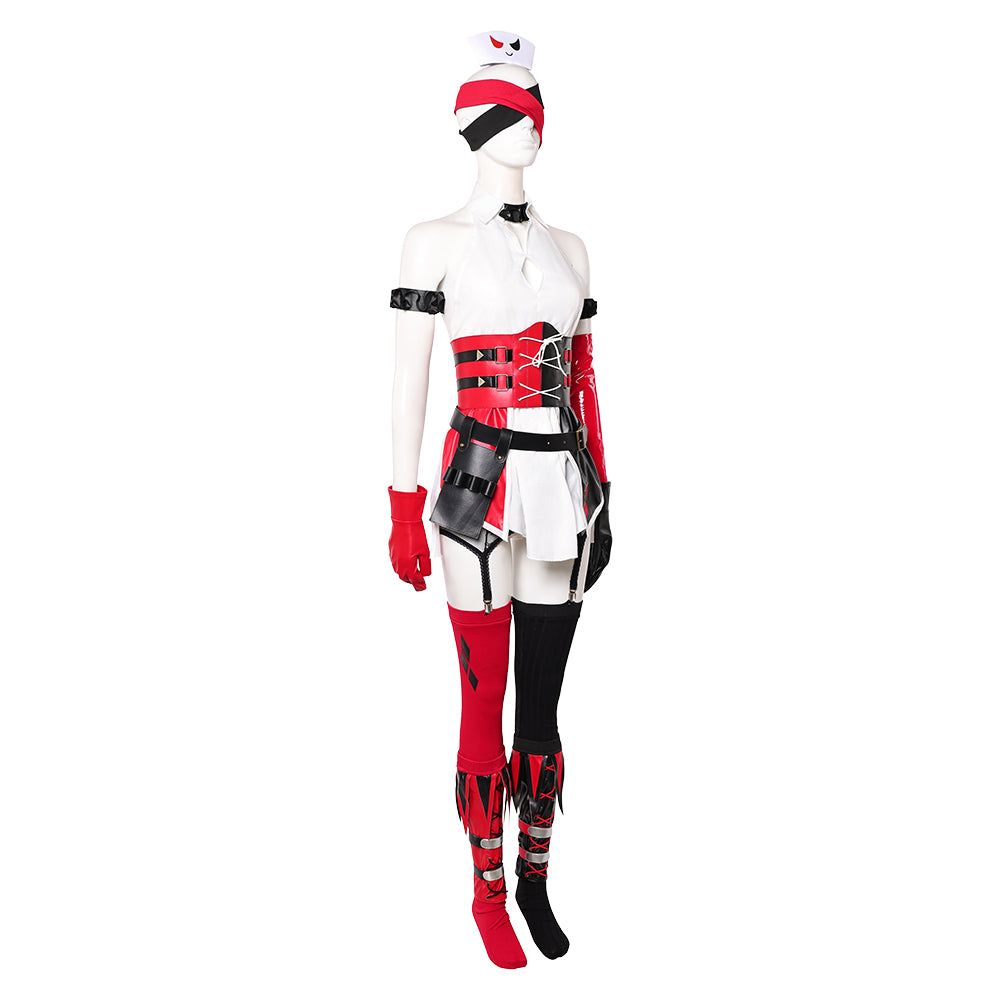 Harley Quinn Play Arts Kai Infirmière Tenue Rouge et Noire Cosplay Costume