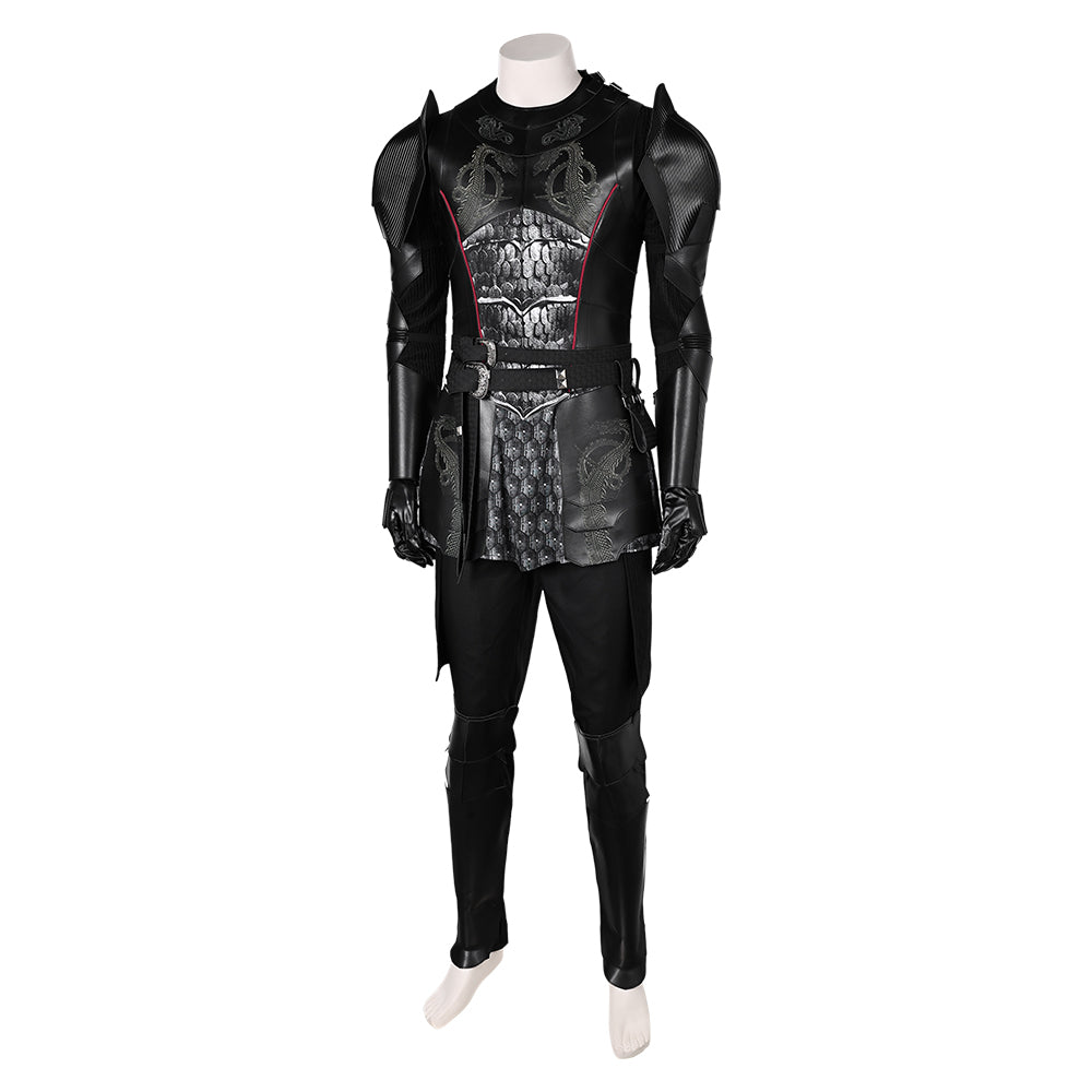 House of The Dragon Daemon Targaryen Combattant Tenue Noire Cosplay Costume