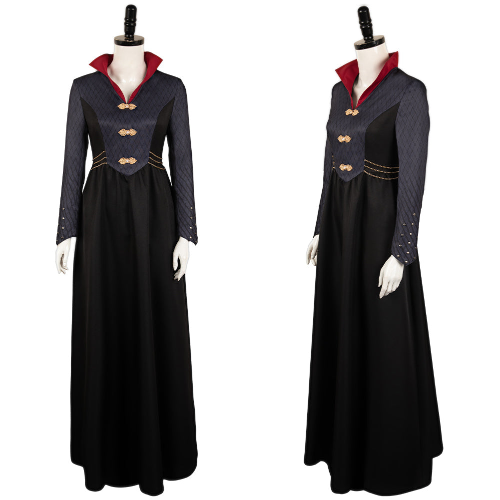 House of The Dragon Saison 2 Rhaenyra Targaryen Robe Noire Médiévale Cosplay Costume Vintage