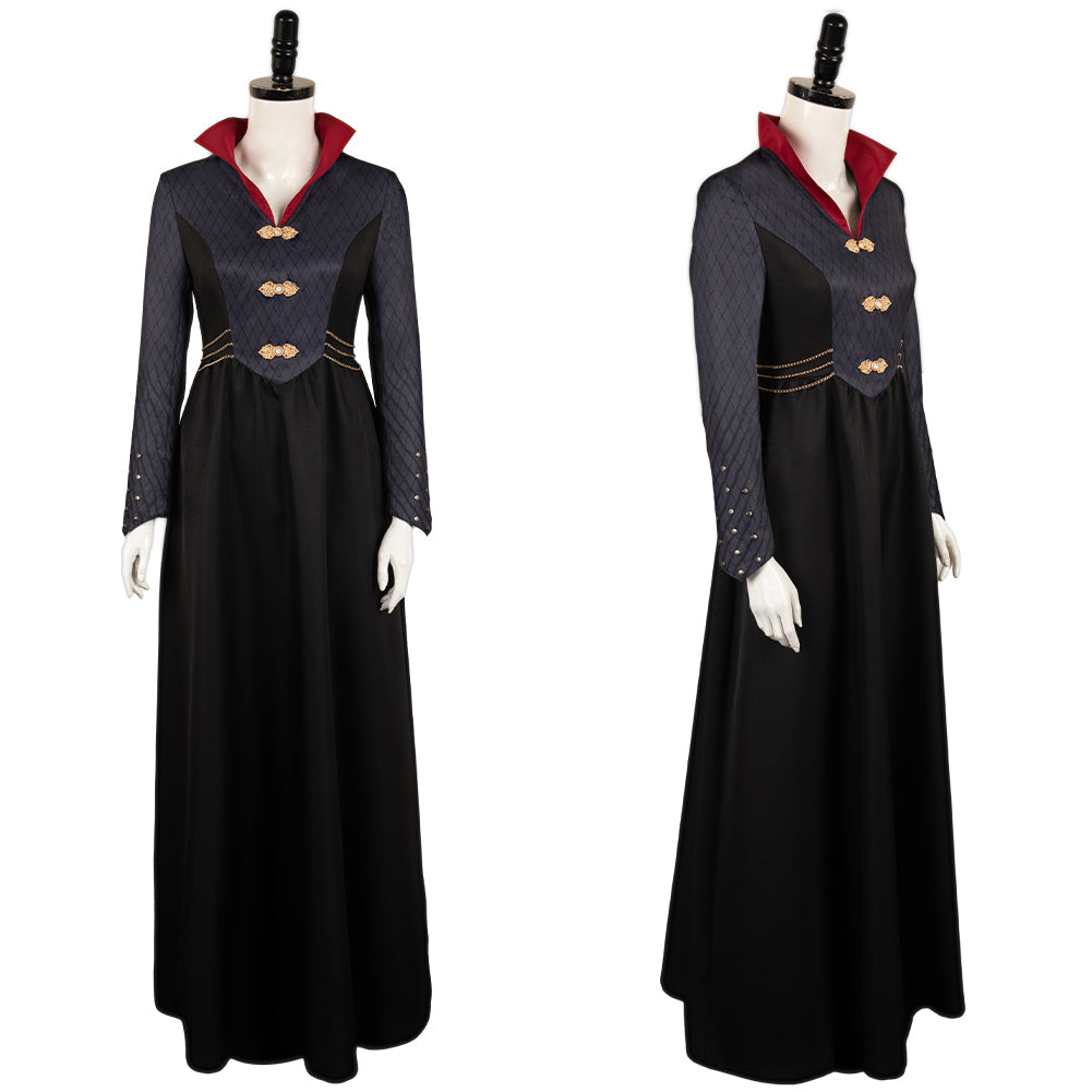 House of The Dragon Saison 2 Rhaenyra Targaryen Robe Noire Médiévale Cosplay Costume Vintage