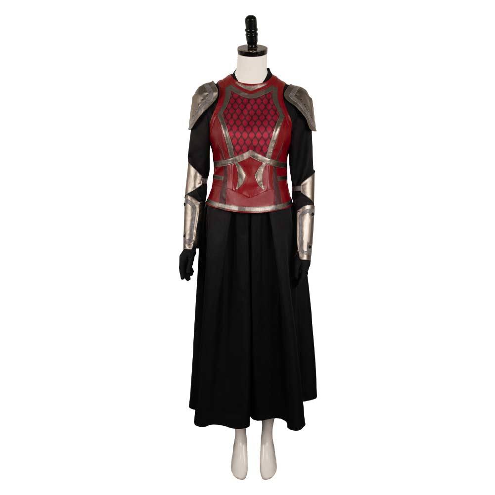 House of The Dragon Saison 2 Rhaenys Targaryen Tenue Rouge en Cuir Médiéval Cosplay Costume Vintage