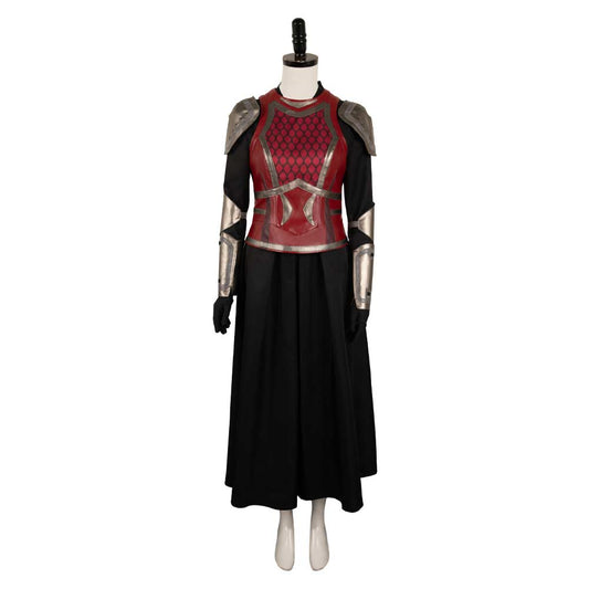 House of The Dragon Saison 2 Rhaenys Targaryen Tenue Rouge en Cuir Médiéval Cosplay Costume Vintage