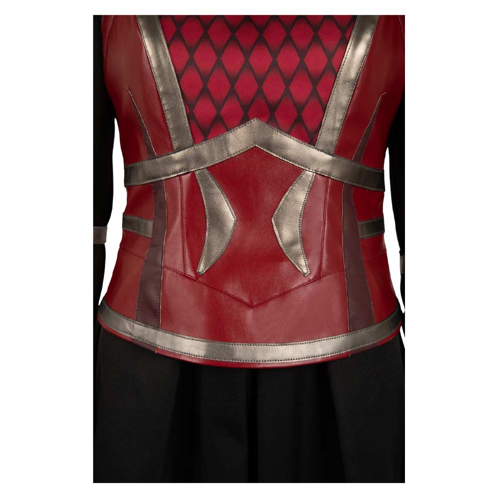 House of The Dragon Saison 2 Rhaenys Targaryen Tenue Rouge en Cuir Médiéval Cosplay Costume Vintage