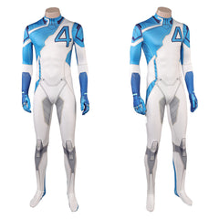 Human Torch Combinaison Blanche et Bleue Cosplay Costume