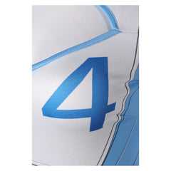 Invisible Woman Susan Storm Maillot de Bain Bleu One Piece Manches Longues Cosplay Costume