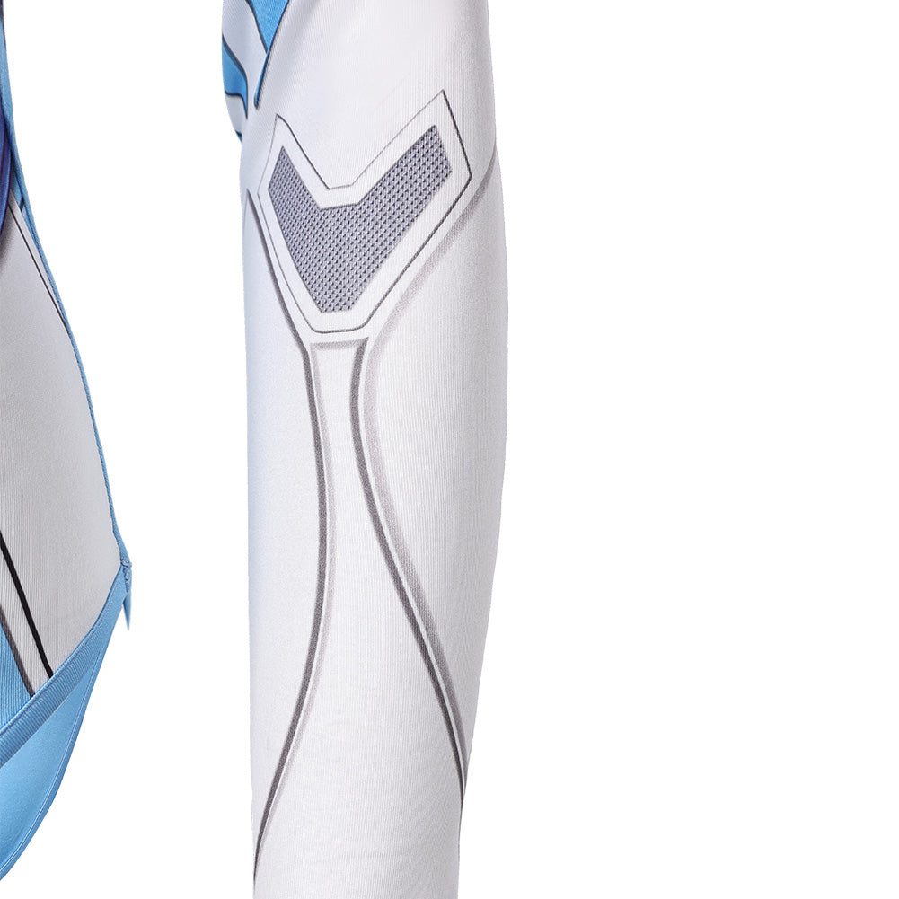 Invisible Woman Susan Storm Maillot de Bain Bleu One Piece Manches Longues Cosplay Costume