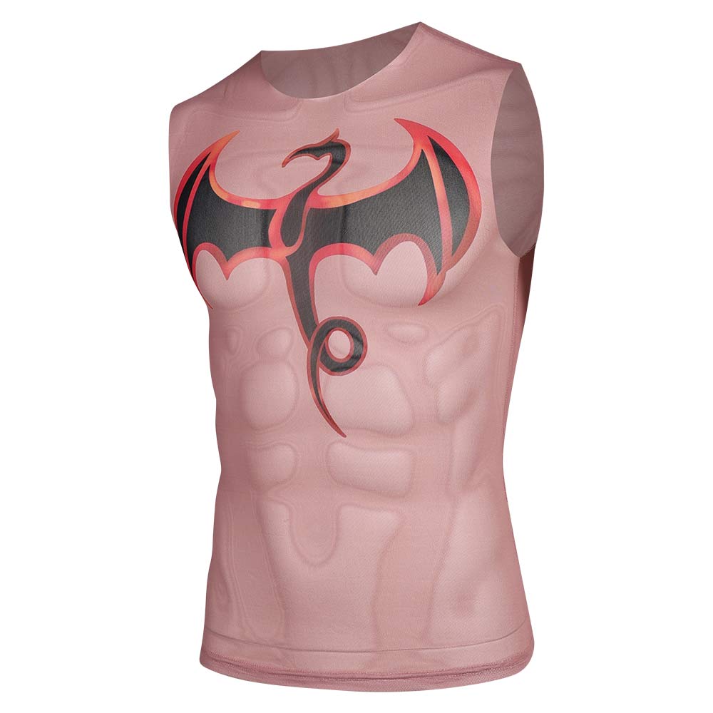 Iron Fist Gilet Tatouage Imprimé Rouge Cosplay Costume