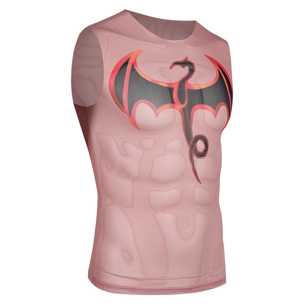 Iron Fist Gilet Tatouage Imprimé Rouge Cosplay Costume