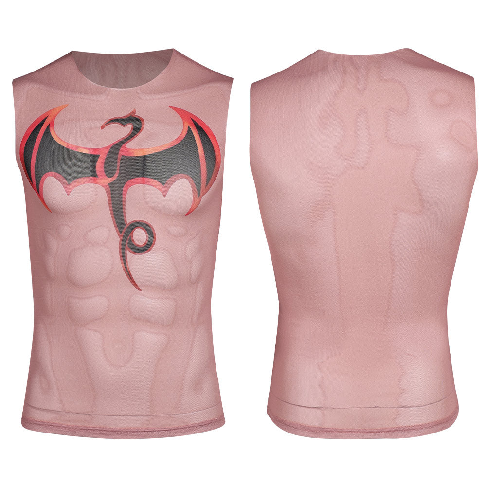 Iron Fist Gilet Tatouage Imprimé Rouge Cosplay Costume