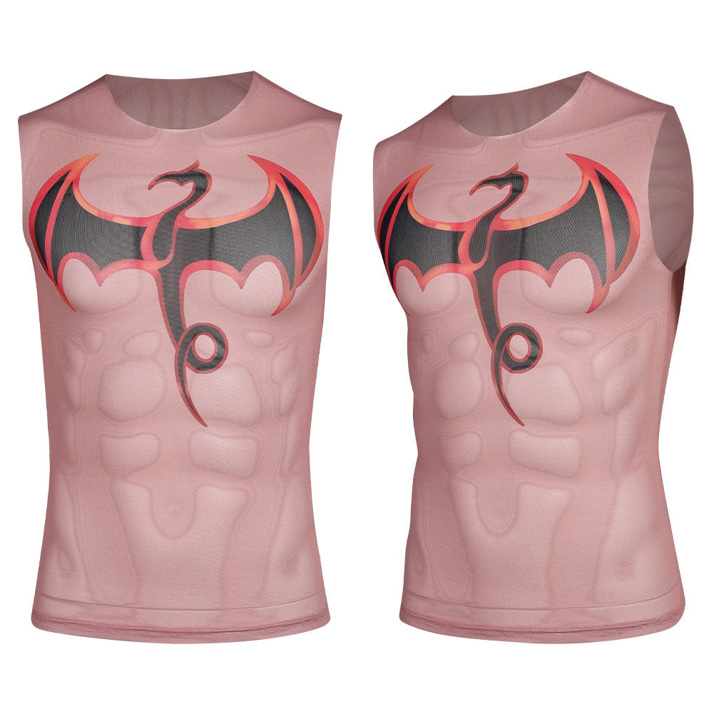 Iron Fist Gilet Tatouage Imprimé Rouge Cosplay Costume