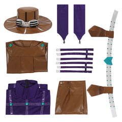 JJBA Gyro Zeppeli Tenue Violette et Brune Cosplay Costume