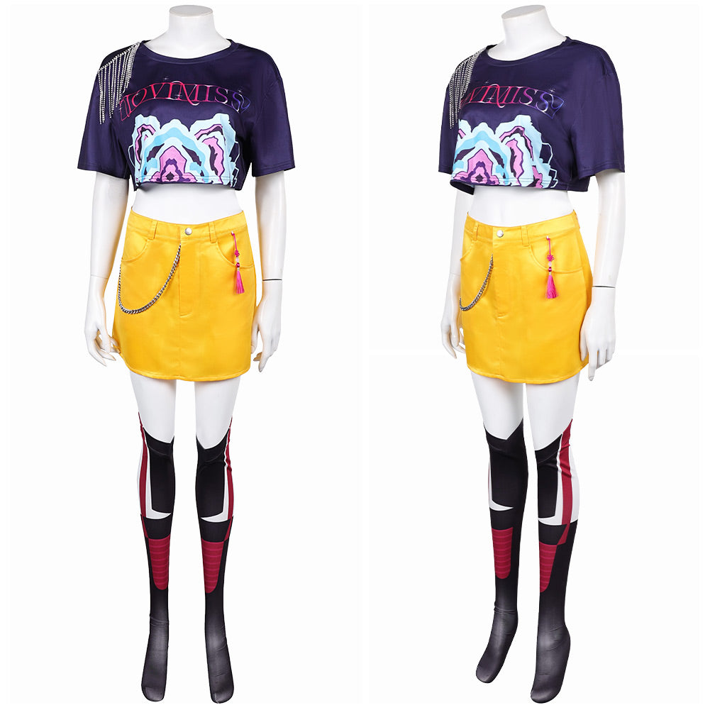 KPop Demon Hunters(2025) Mira Tenue Bleue et Jaune Cosplay Costume