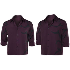 KPop Demon Hunters(2025) Saja Boys Jinu Chemise Imprimée Noire et Violette Cosplay Costume
