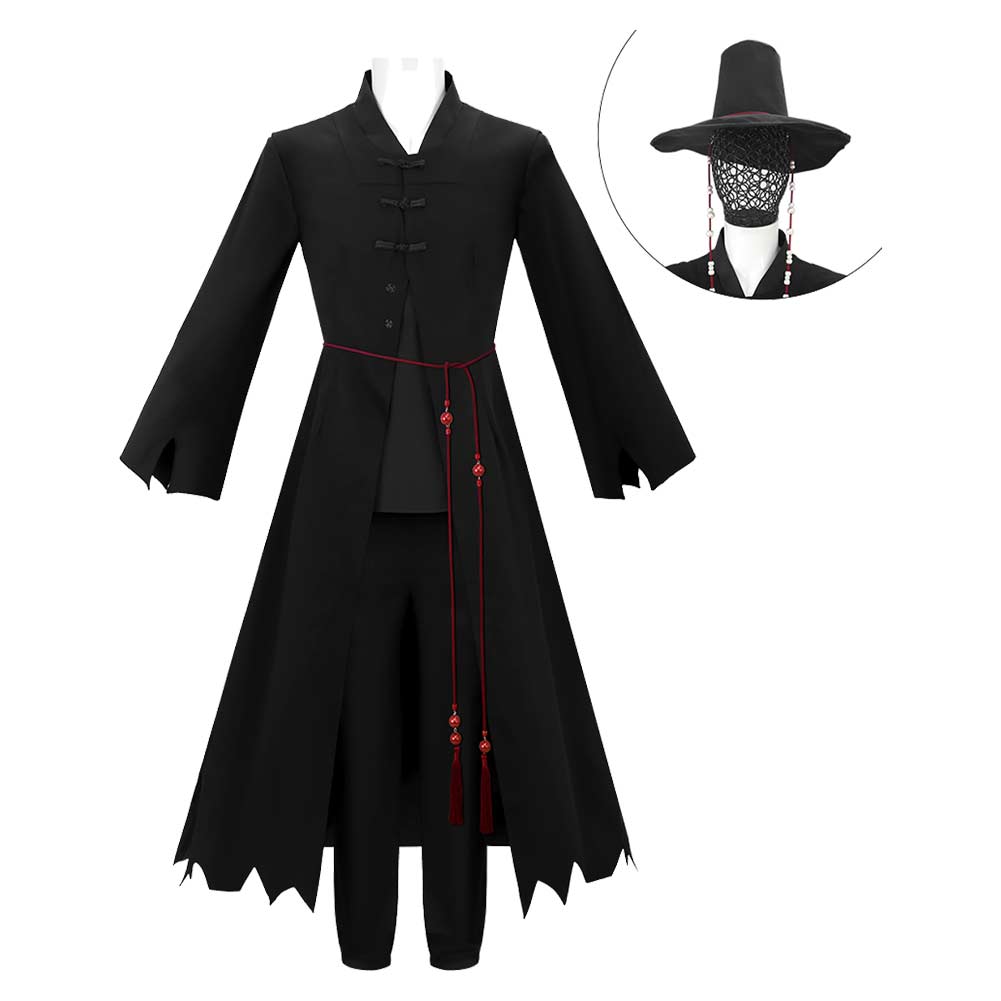 Kpop Demon Hunters(2025) Saja Boys Tenue Noire avec Chapeau Cosplay Costume