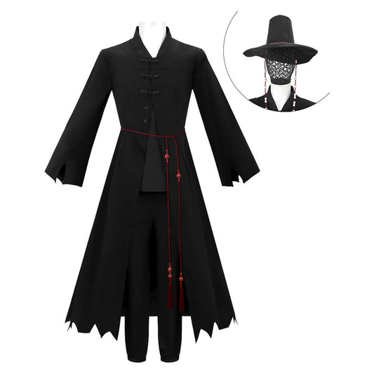 Kpop Demon Hunters(2025) Saja Boys Tenue Noire avec Chapeau Cosplay Costume