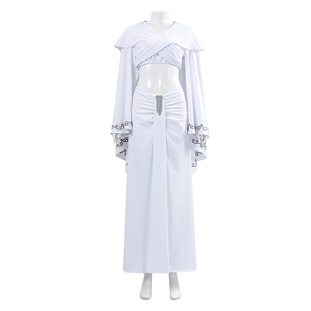 La Guerre des Étoiles Padme Amidala Naberrie Robe Blanche Cosplay Costume