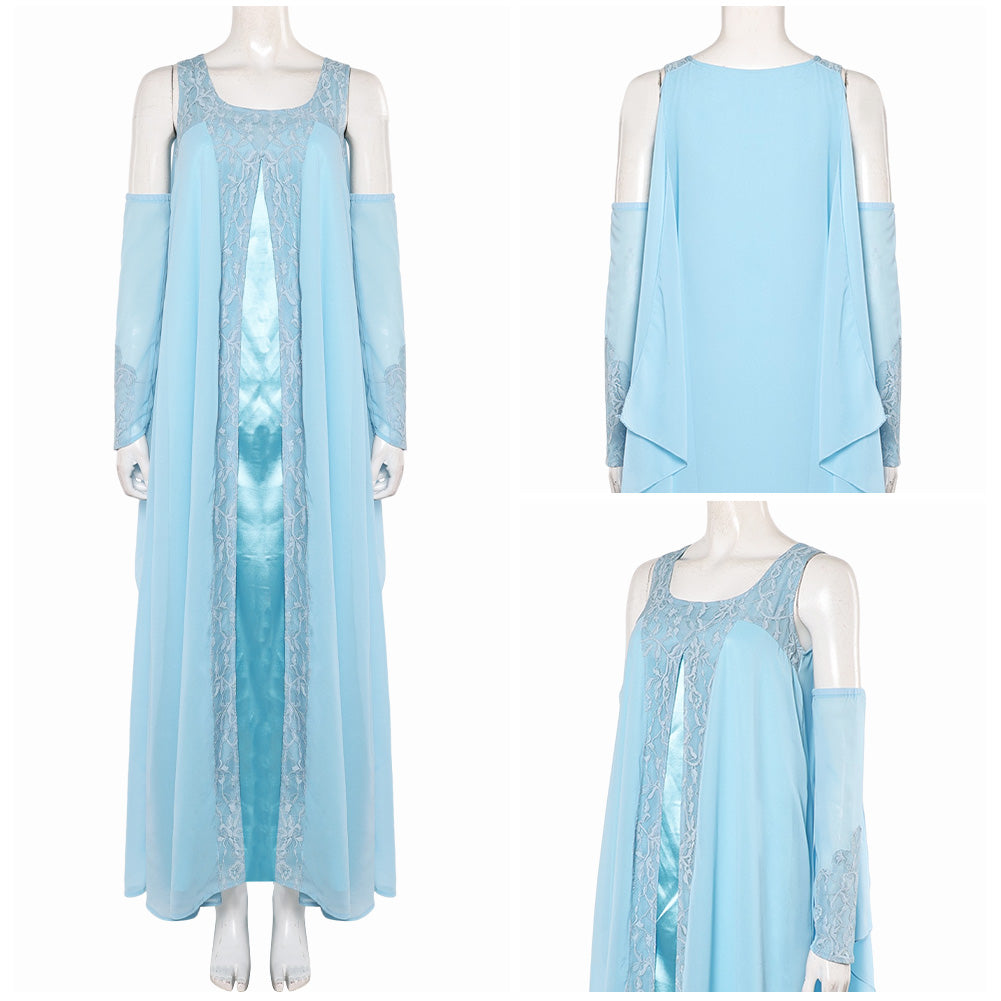 La Guerre des Étoiles Padme Amidala Naberrie Robe Bleue Cosplay Costume