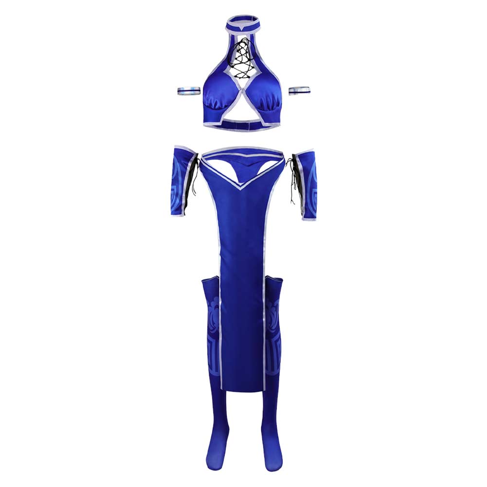 Mortal Kombat 2 Kitana Tenue de Danseuse Bleue Cosplay Costume