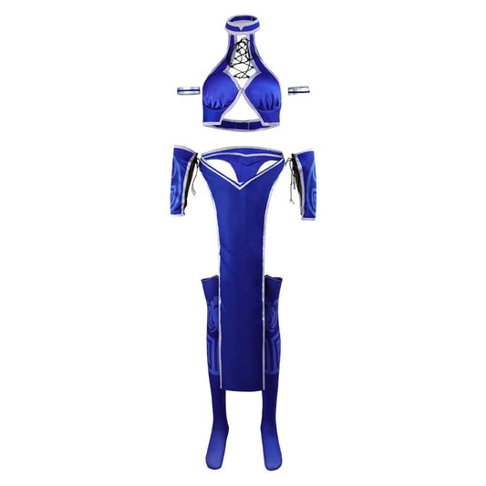 Mortal Kombat 2 Kitana Tenue de Danseuse Bleue Cosplay Costume